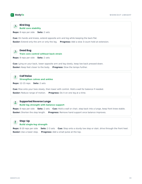 Workout library page
