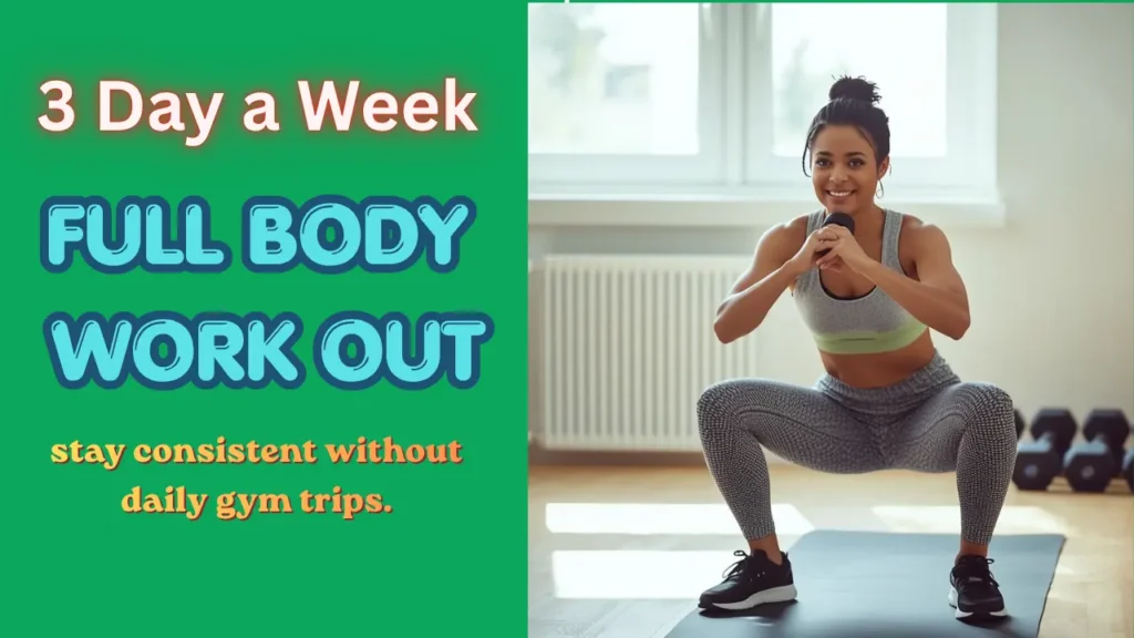 Person performing a goblet squat during a 3 day a week full body workout at home