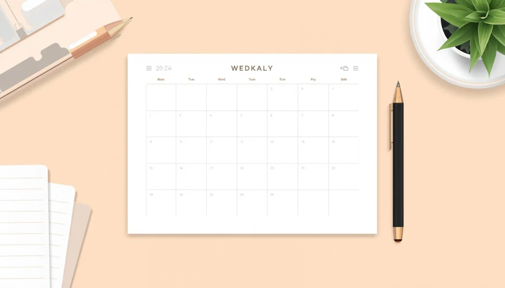 Weekly schedule layout for a gentle beginner routine
