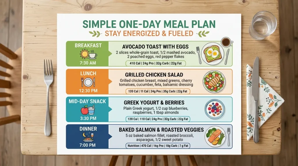 One-day high-protein meal plan for muscle building