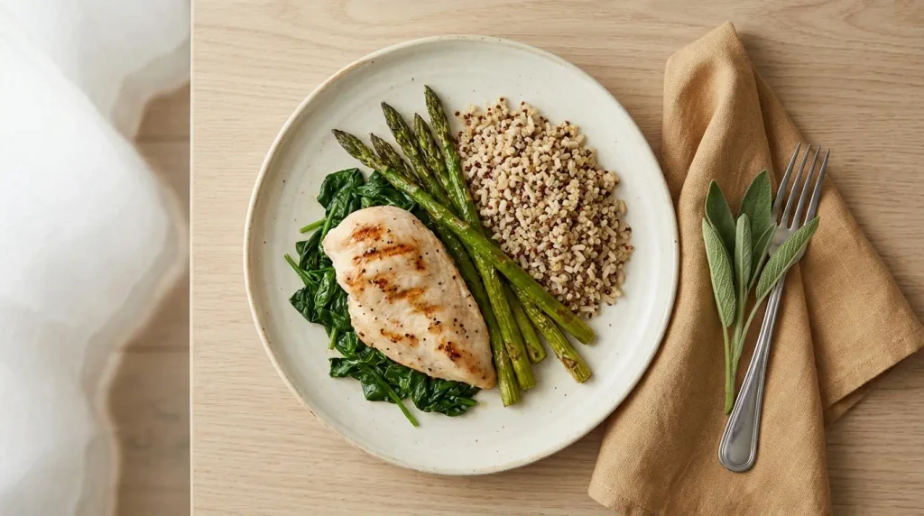Simple balanced meal representing the Fuel pillar of the Bodylix 30-day system