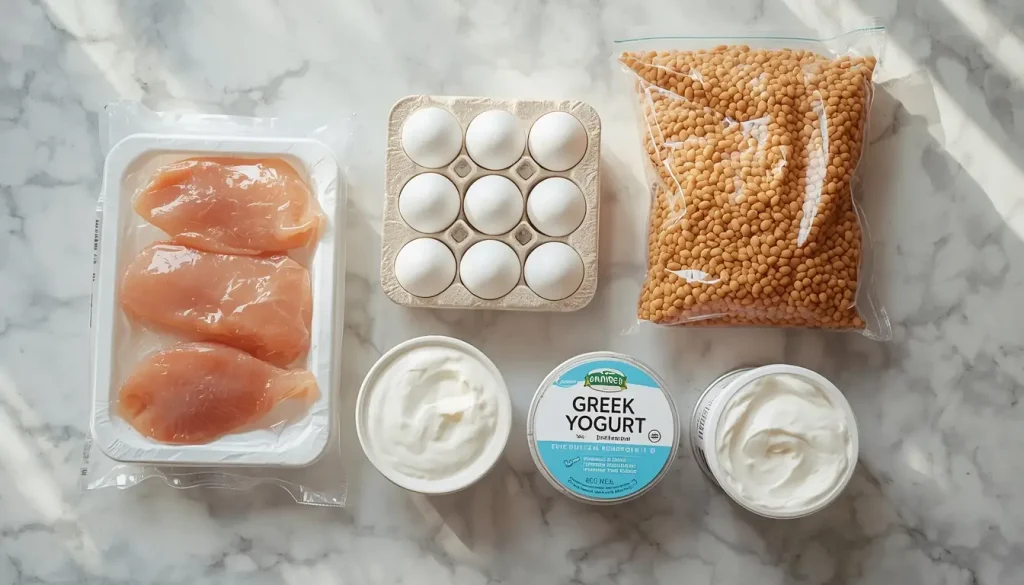 Grocery staples for stocking high protein low calorie foods at home
