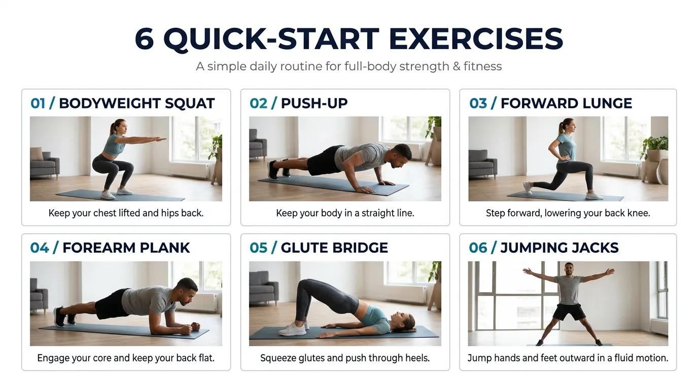 20-minute beginner bodyweight workout routine — no equipment needed